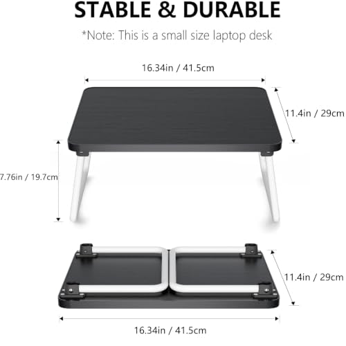 Youpehom Black Foldable Lap Desk for Bed or Couch - Portable Laptop Tray