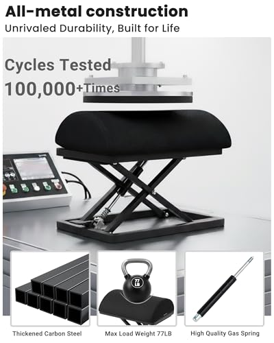 Wikabex Step-to-Adjust Foot Rest | Infinite Height Range 2.7–13.1 in, Carbon Steel