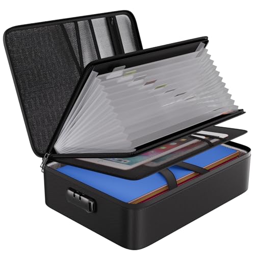 Fireproof Document Organizer Bag with Lock - 15.1x11.2x4.3in Waterproof Fireproof File Folder