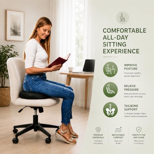 Donut Gel Sitting Pillow – Large Orthopedic Memory Foam Coccyx Cushion for Tailbone Pain