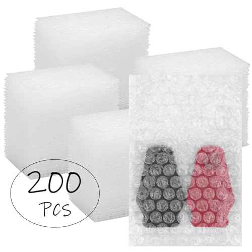 200Pack Bubble Out Bags Pouches 4"x 6" Bubble Pouches Cushioning Packaging Bags, Double Walled Cushioning Bags Thickening Shockproof Foam Bags for Moving, Shipping, and Storage