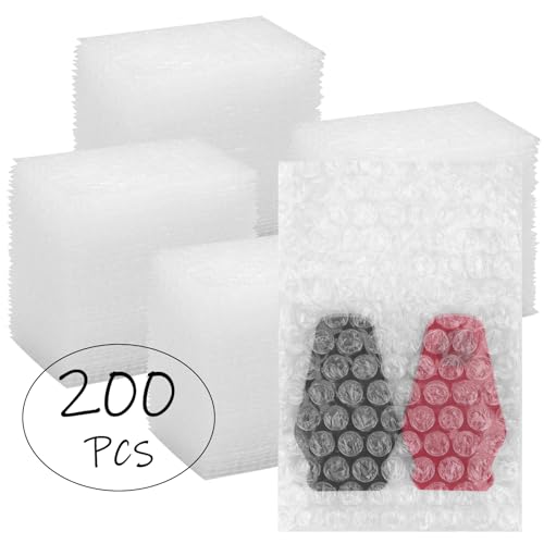 Lswteiz 4x6 Inch Bubble Out Pouches Pack of 200 Shockproof Cushioning Bags for Shipping and Storage