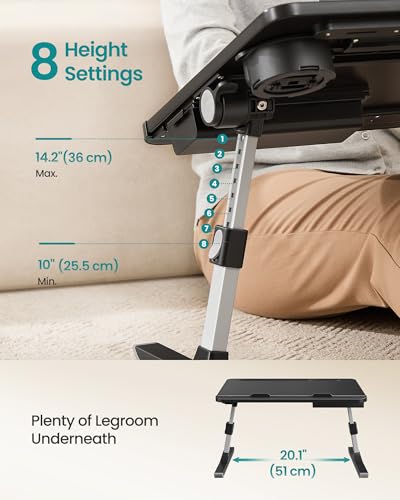SONGMICS Black Foldable Adjustable Laptop Desk 15.7x22 Inches for Bed & Couch