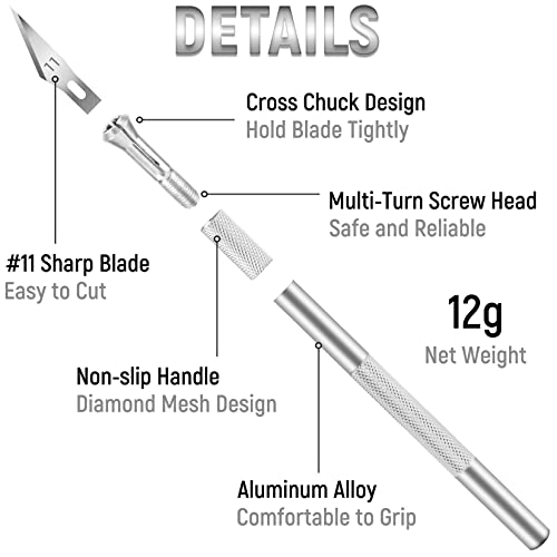 Silver 10 Pack Exacto Hobby Craft Knives for Carving & Cutting