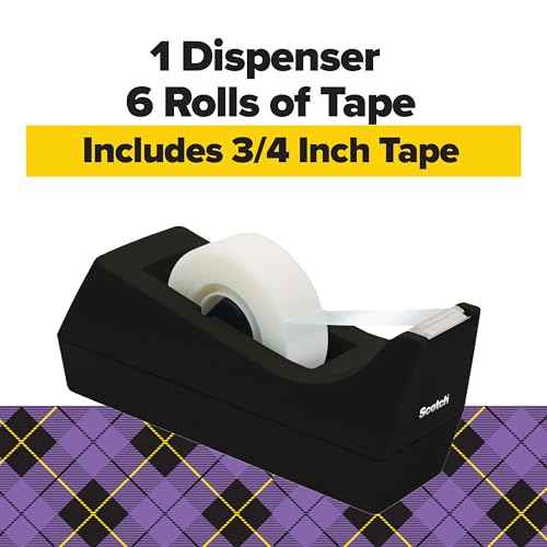 Scotch Gift Wrap Tape with Scotch Desktop Dispenser, 6 Rolls of 3/4" x 1000" Each Plus 1 Desktop Tape Dispenser, Great for Gift Wrapping