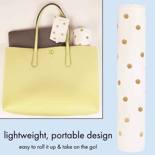 Kate Spade New York Decorative Desk Pad, Vegan Leather Keyboard and Mouse Pad for Desktop, Gold Dot with Script