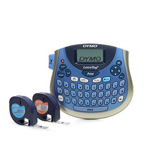 DYMO LetraTag Bundle, Handheld 100T Printer, Portable, QWERTY Keyboard, Includes 13ft Black on White Labels and 13ft Black on Clear Labels - Home Organization, Crafting, Labeling