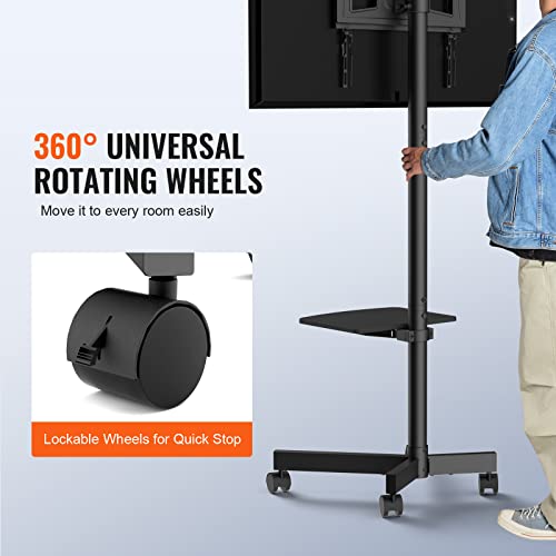 VEVOR Mobile TV Stand with Wheels 23-60" TV, Adjustable Height, 88 lb, Tray Option Included