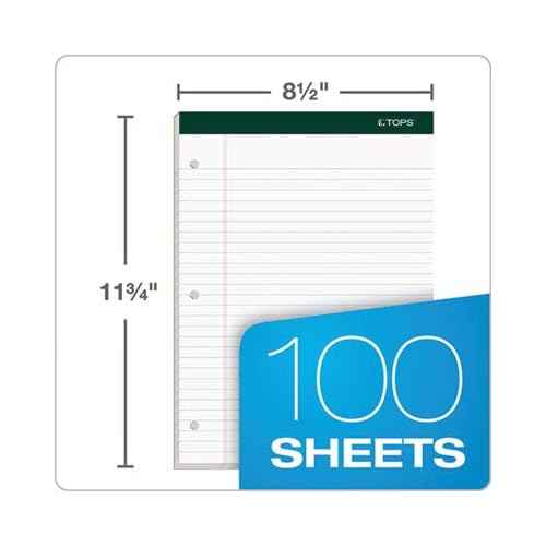 TOPS 63437 Double Docket Ruled Pads, 8 1/2 x 11 3/4, White, 100 Sheets (Pack of 6 Pads)