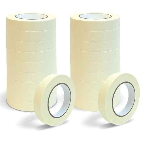 Masking Tape, 1 Inch x 55 Yards, Bulk 20 Pack, White Beige Color, Adhesive Painting Tape, Bulk Pack General Purpose Masking Tape, 20 Rolls x 55 Yards, 1100 Total Yards (20 Pack)