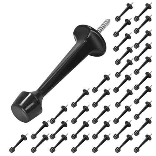 HOMOTEK 36 Pack Heavy Duty Solid Rigid Door Stop with Soft Rubber Tip, Zinc Die Cast Door Stopper Protect Wall & Door, Black