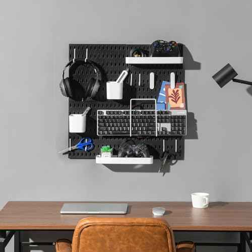 Keepo Pegboard Combination Kit, Pegboards and Accessories Modular Hanging for Wall Organizer, Crafts Organization, Ornaments Display, Nursery Storage, Wall Peg Board (Black, 22¡ȡ¿22¡È)