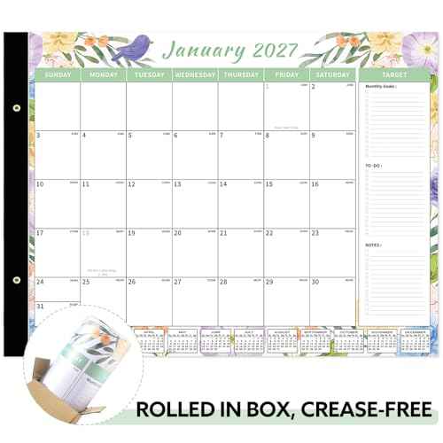 Desk Calendar 2026-2027, 22" x 17" 18 Month Wall Calendar Runs from January 2026 to June 2027 Large Desktop Calendar for Home Office Planning Personal Organisers, Flower Style