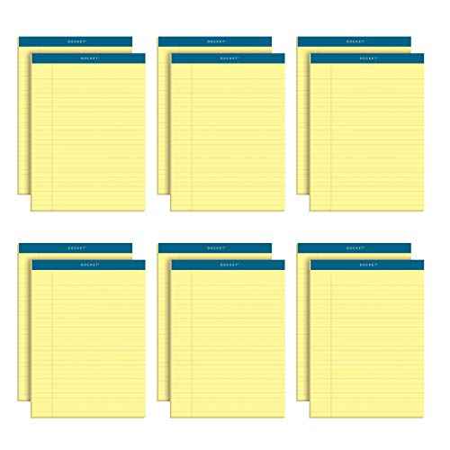 TOPS Docket Writing Pads, 8-1/2" x 11-3/4", Legal Rule, Canary Paper, 50 Sheets, 12 Pack (63400)