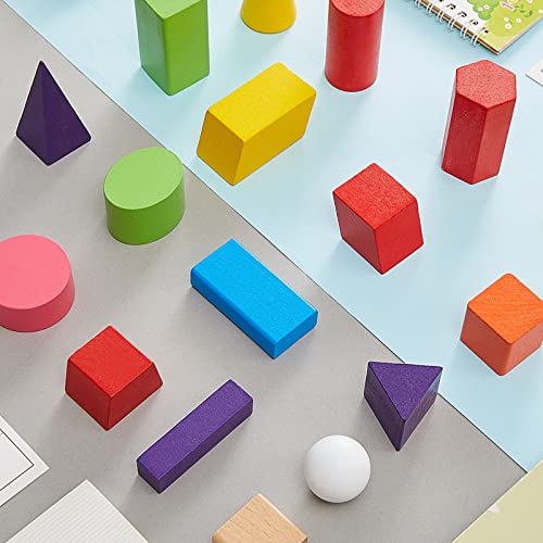 Deekin 36 Pcs Large 3D Geometric Wooden Shapes Blocks - Educational Toy