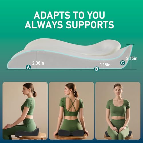 Non-Flattening Seat Cushion for Office Chairs,Gaming Chairs ? Stocking Stuffers Gifts for Women Men, Ergonomic Design for Long Sitting, Coccyx Cushion for Tailbone Pain, Memory Foam Firm Support
