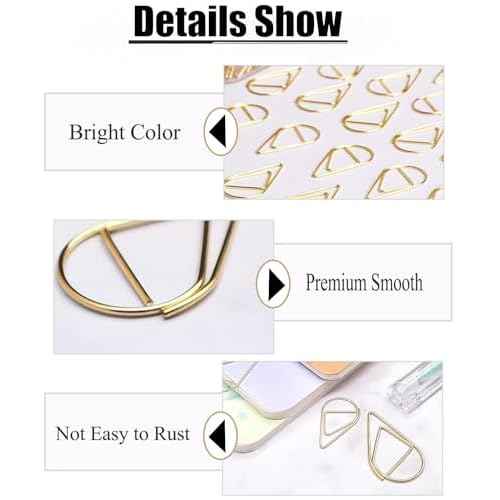 200 Pcs Teardrop Paper Clips Bulk,Stainless Steel Rust-Resistant Paperclips for Wedding Invitations, 3X Stronger Hold with Mirror Polish (Gold, 1inch)