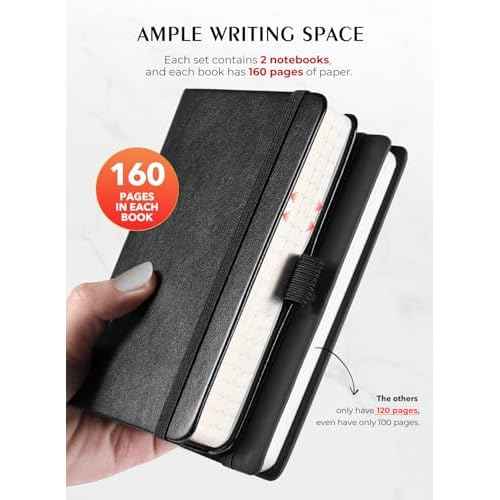 AISBUGUR Pocket Notebook, Small Notebook, 2-Pack Total 320 Pages,3.7" x 5.7" Pocket Notebook (8 Pack, 8 Pack Black)
