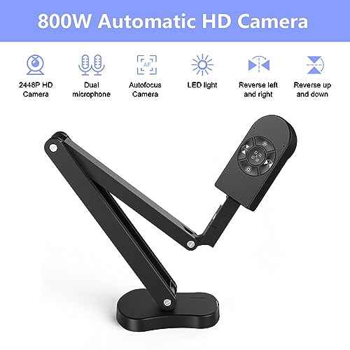 THUSTAR 8MP Document Camera & Webcam 4K with Dual Microphones, USB Visualiser A3-Size, 3-Level LED Lights, Image Invert Function, Fold, for Live Demo, Distance Education -Windows, macOS and Chrome OS