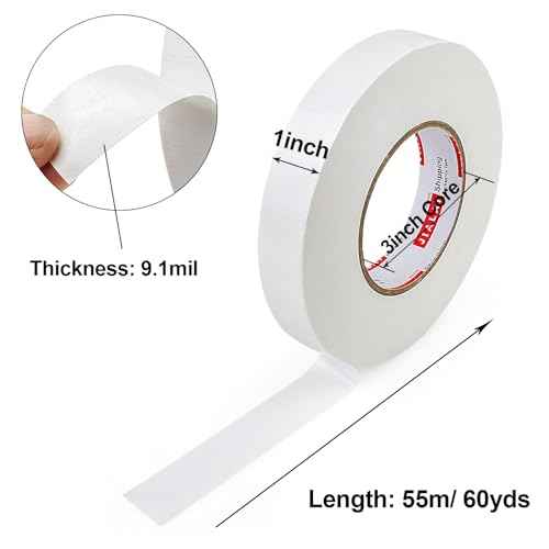 Industrial Grade White Duct Tape, 1 inch x 60 yds, HeavyDuty, Flexible, No Residue, All-Weather Waterproof Tape, UV Resistant for Crafts & Home Improvement