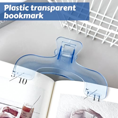 2 Pack Transparent Blue Book Page Holders, Hands-Free Reading Clips for Books & Music Sheets