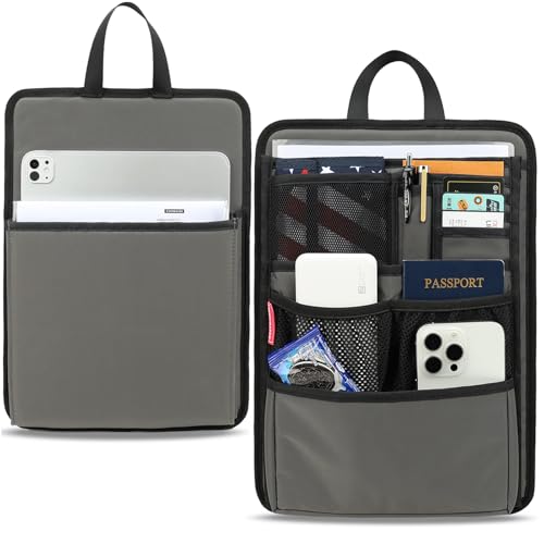 Slim Rugged Backpack Organizer Insert for Business Casual Men Women -13 Pockets,Padded Nylon,Max 14'' laptop - Grey