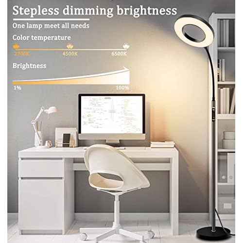LED Reading Floor Lamp with Remote & Touch Control, Bright Adjustable Gooseneck Lamp for Living Room Bedroom Office, Eyelash Extensions tattooing Light,£¨Timer,2700K-6500K