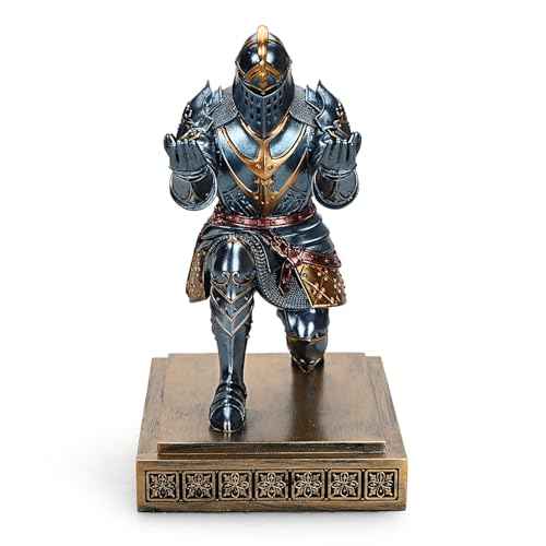 King's Guard Knight Pen Holder Pen Stand Desk Organizers and Accessories Resin Pencil Holder as Gift for Office and Home (Blue)