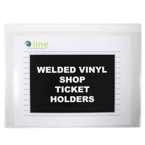 C-Line Vinyl Shop Ticket Holders, Both Sides Clear, Open Long Side, 12 x 9 Inches, 50 per Box (80129)