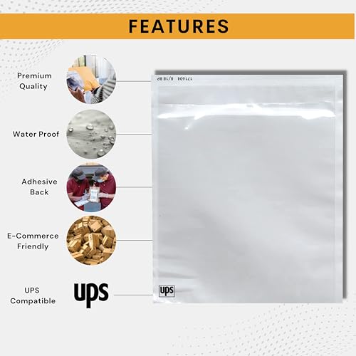 250 Pack Clear Self-Adhesive Shipping Label Sleeves Waterproof Envelopes