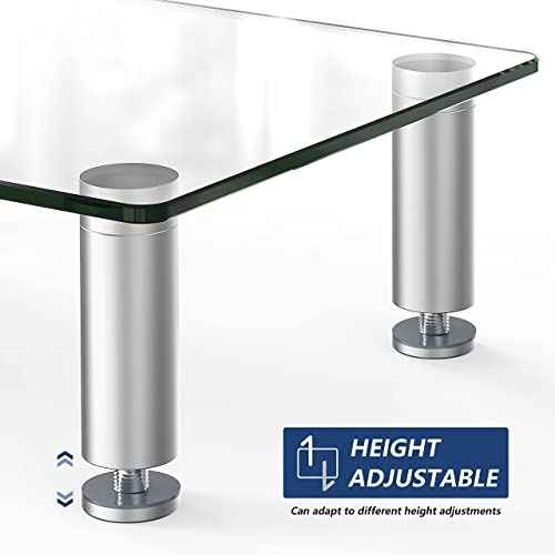 FITUEYES 2 Pack Monitor Stand ?Adjustable Glass Computer Monitor Riser, Clear Desktop Stand for Laptop TV Computer Screen, Desk Organization, Office Supplies, DT103803GC