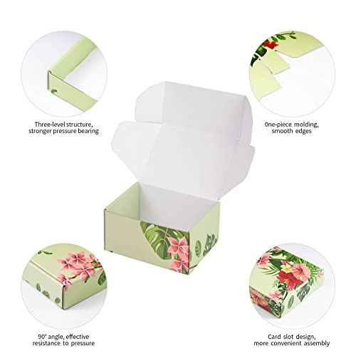 Hawaiian Flower Shipping Boxes Pack of 25 - 8x6x4in Hawaiian Floral Gift Boxes Small Cardboard Corrugated Mailer Shipping Boxes for Small Business Packaging Shipping Mailing
