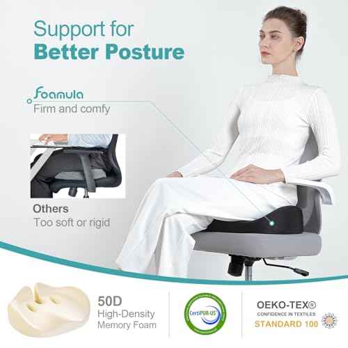 Seat Cushion for Long Sitting Hours on Office/Home Chair, Car, Wheelchair, Memory Foam Sciatica Pain Relief Pillow, Seat Cushion for Hip, Tailbone, Coccyx Pain, Black