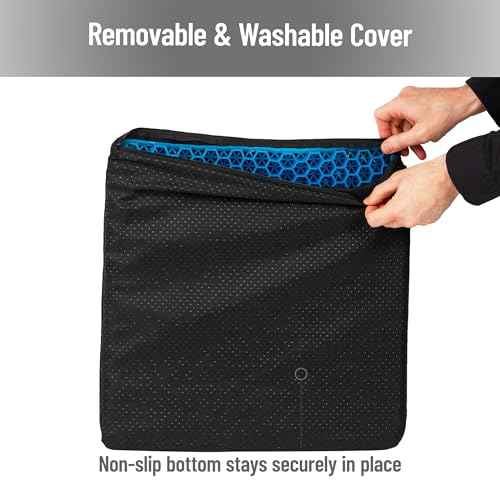 Mind Reader Seat Cushion with Gel Core, Ergonomic Pressure Relief for Tailbone, Hip, Coccyx & Sciatica Pain, Office, Car, Wheelchair, Black