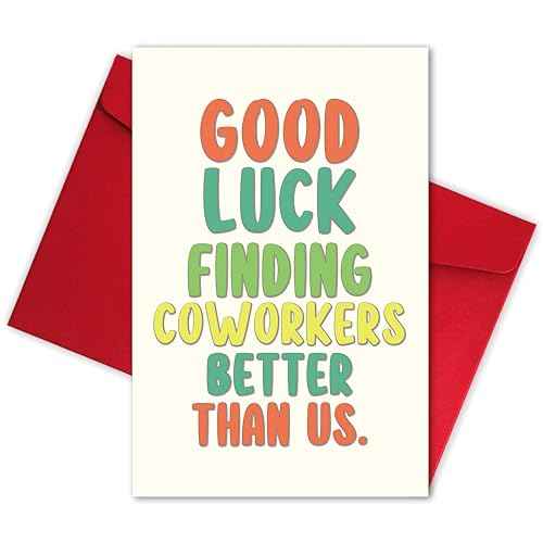 Funny Leaving Card for Him Her, Humor Going Away Gifts for Coworker Colleagues, Good Luck Card, New Job Cards