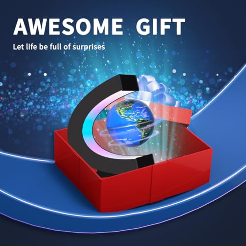 Blue Magnetic Levitating Globe with LED Lights - Floating Desktop Decor Gift