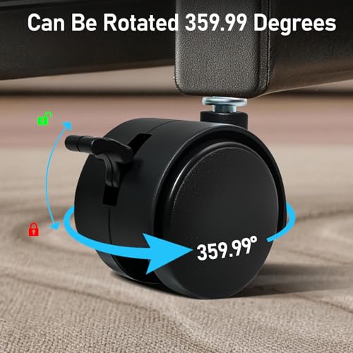 Quadafy 1.5 Inch Swivel Caster Wheels with Locking Brakes, ABS Plastic & Metal, 4 Pack (Black) for Furniture
