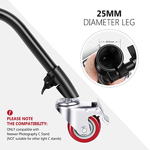 Neewer 3 x 75mm Diameter Swivel Castor Caster Caster Castor Metal Construction Rubber Base Only Compatible with C Neewer Stand for Studio Video Shooting (Black)