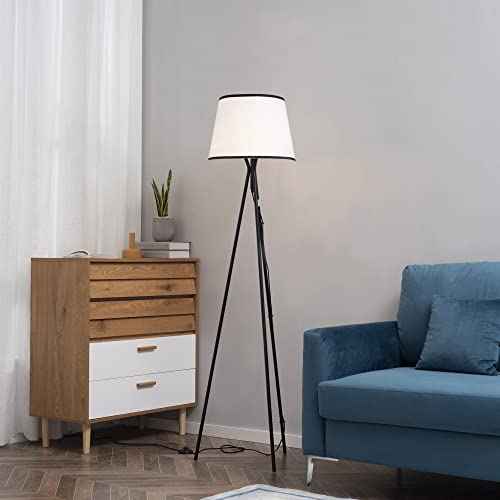NicBex Floor Lamp,Modern Home Decor Floor Lamp with Steel Tripod Frame,Foot Switch and Fabric Lamp Shade,Standing Lamp Tall Lamp,Floor Lamps for Living Room,Bedroom and Office,Reading Light,Black