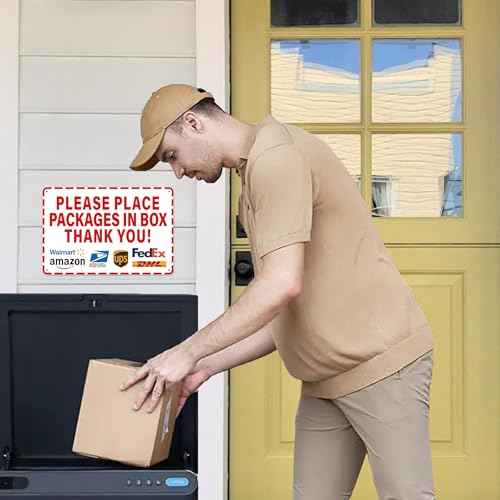 Please Leave Packages and Deliveries Here Sign£¬Self-Adhesive Waterproof and Durable Place Packages in Box Sign, Please Delivery Packages in Box Sticker for Home, Office, Shop, Door