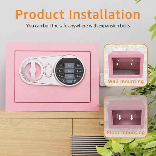 Goldenkey Small Safe Box for Money, Digital Home Safe Box with Keys&Code for Cash and Coin, Mini Safes for Kids, Personal Items for Hotel, 6.69"D x 9.05"W x 6.69"H, 0.236 Cu.Ft.
