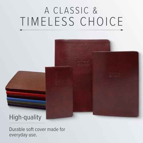 Gallery Leather Large Monthly Planner 2025-2026, Elegantly Bound Calendar Planner and Notebook with Stylish Gold-Gilded Page Edges, 18 Months - Acadia Black - 9.75x7.5"