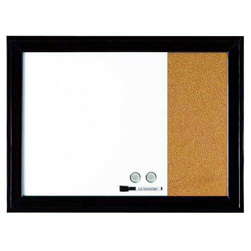 Quartet 23" x 17" Magnetic Whiteboard & Corkboard Combo, Black Frame