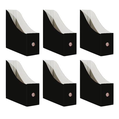 Limitliho 6-Pack Black Cardboard Magazine Holder for Desk or Shelves - 10.6"H x 10.2"L x 3.5"W