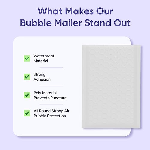BAYLUE 10.5x16 Bubble Mailers - White Self Seal Padded Envelopes 100 Pack