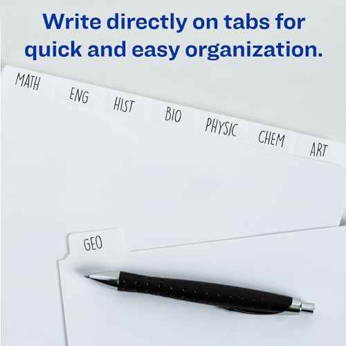 Avery Binder Tabs Divider ? Bulk 5?Tab Write?On Design, Tear?Resistant Reinforced Holes, Fits Standard 3?Ring Binder, White Recycled Index Paper, 36 Sets ? Ideal for Students & Offices