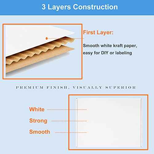 10x7x5" 25 Pack Shipping Boxes - White Corrugated Cardboard Mailing Boxes for Small Business - Flat Empty Literature Mailer Packaging Supplies