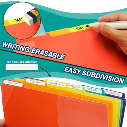 H4D 12-Pocket Poly Project Organizer Folder - Primary Colors, Multi-Subject