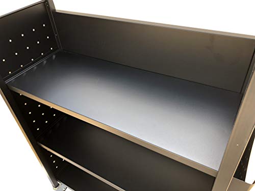 Workington Black 3-Shelf Rolling Book Cart with Locking Swivel Casters, 3001