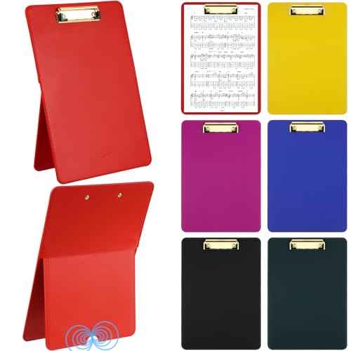 ReliThick 6 Pcs Magnetic Standing Clipboard Paper Holder Stand PU Leather Desktop Document Holder Foldable Clip Board with Magnetic Back and Metal Clip for Drawing Painting Desk Office
